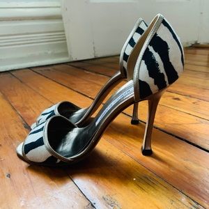 Manolo Blahnik Zebra and Gold Stilletos